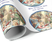 Papier Cadeau Scène de la Nativité Christian (Coin rond)
