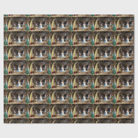 Papier Cadeau Scène de la Nativité de Noël antique (Plat)