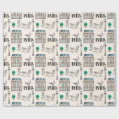 Papier Cadeau Scène de la rue de Paris | Aquarelle (Plat)