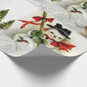Papier Cadeau Scène de neige avec Snowman Vintage (Coin)