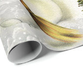 Papier Cadeau Scène de neige avec Snowman Vintage (Coin rond)