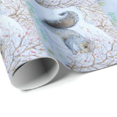 Papier Cadeau scène de neige d'écureuil gris mignon faune origin (Coin rond)