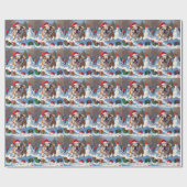 Papier Cadeau Scène de neige festive de Noël Bulldog (Plat)