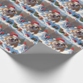 Papier Cadeau Scène de neige festive de Noël Bulldog (Coin)