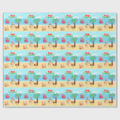 Papier Cadeau Scène de Noël à la plage (Plat)