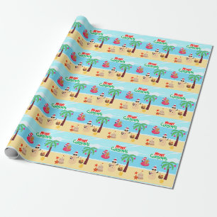 Papier Cadeau Scène de Noël à la plage