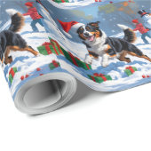 Papier Cadeau Scène de Noël australienne Kelpie (Coin rond)
