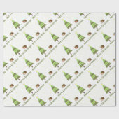 Papier Cadeau Scène de Noël de Hérisson (Plat)