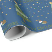 Papier Cadeau Scène de Noël de l'escargot d'elfe (Coin rond)