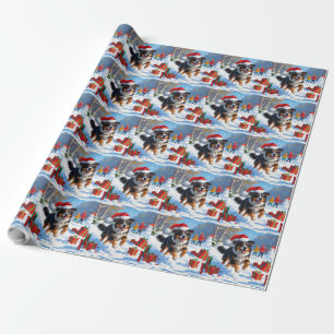 Papier Cadeau Scène de Noël du berger australien