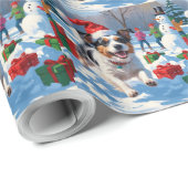 Papier Cadeau Scène de Noël du Terrier australien (Coin rond)