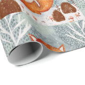 Papier Cadeau Scène d'hiver de Renard Arctique (Coin rond)