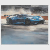 Papier Cadeau Scène dynamique de course urbaine bleue (Plat)