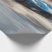 Papier Cadeau Scène dynamique de course urbaine bleue (Coin)
