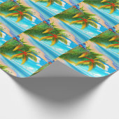 Papier Cadeau Scène Tropical Beach Palm Tree (Coin)
