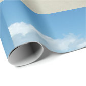 Papier Cadeau Scène Tropical Blue Beach (Coin rond)