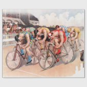 Papier Cadeau Scène Vintage de course de vélos (Plat)