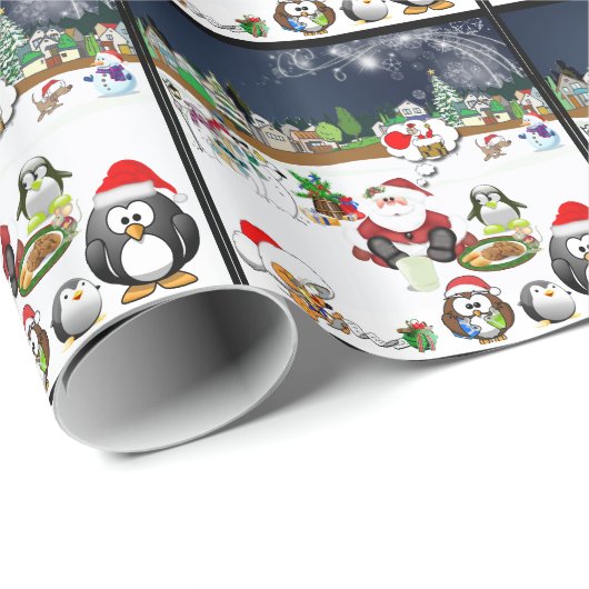Papier Cadeau Scènes de Noël (Coin rond)