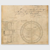 Papier Cadeau Schéma circulaire mécanique sur Tan (Plat)