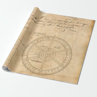Papier Cadeau Schéma circulaire mécanique sur Tan