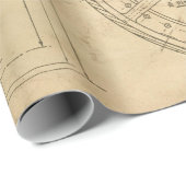 Papier Cadeau Schéma circulaire mécanique sur Tan (Coin rond)