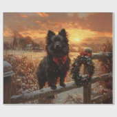 Papier Cadeau Schipperke Chien Russe Coucher du soleil d'hiver D (Plat)
