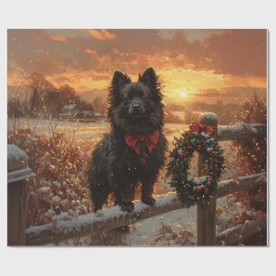 Papier Cadeau Schipperke Chien Russe Coucher du soleil d'hiver D