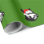 Papier Cadeau Schnauzer Chien avec Noël Santa Hat (Coin rond)