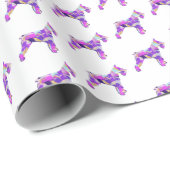 Papier Cadeau Schnauzer Chien mignon Silhouette Purple PY&B Blan (Coin rond)