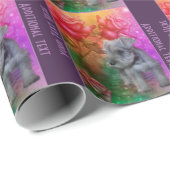 Papier Cadeau Schnauzer Chien Rose Chien Art Personnalisé (Coin rond)