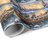 Papier Cadeau Schnauzer Christmas Boat Holiday (Coin rond)