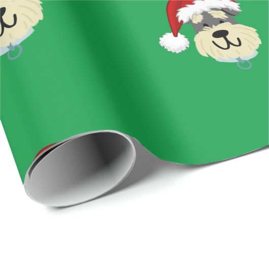 PAPIER CADEAU SCHNAUZER CHRISTMAS WRAPPER PAPIER (Coin rond)
