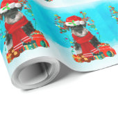 Papier Cadeau Schnauzer dans la neige avec cadeaux de Noël (Coin rond)