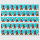 Papier Cadeau Schnauzer dans la neige avec cadeaux de Noël (Plat)