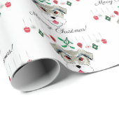 Papier Cadeau Schnauzer de Noël (Coin rond)