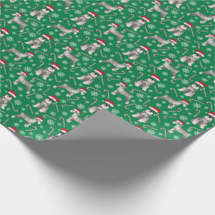 Papier Cadeau Schnauzer Dog Père Noël Paws Joli Noël