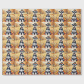 Papier Cadeau Schnauzer En Automne Laisse L'Art Thanksgiving (Plat)