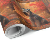 Papier Cadeau Schnauzer en automne Leaves Fall Inspire (Coin rond)