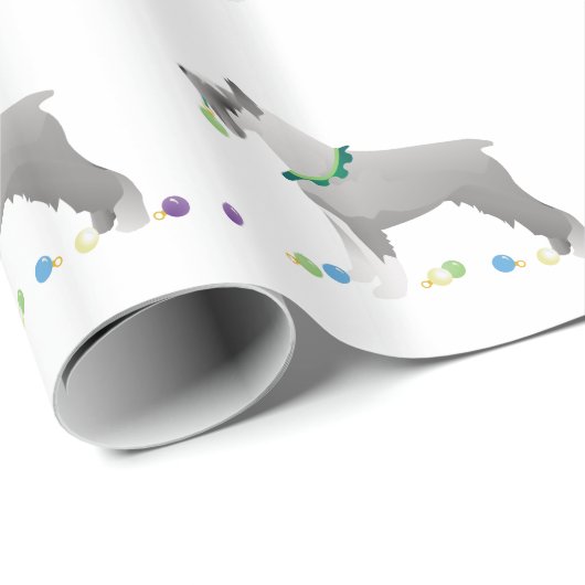 Papier Cadeau Schnauzer Joyeux Noël Design (Coin rond)