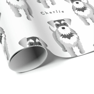 Papier Cadeau Schnauzer miniature avec votre nom de chien