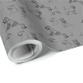 Papier Cadeau Schnauzer miniature gris (Coin rond)