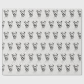 Papier Cadeau Schnauzer - Portrait croisé crayon (Plat)