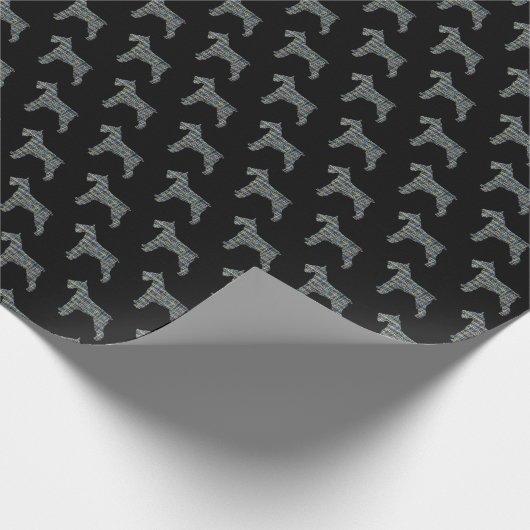 Papier Cadeau Schnauzer Silhouette Jaune & Grille Noire (Coin)