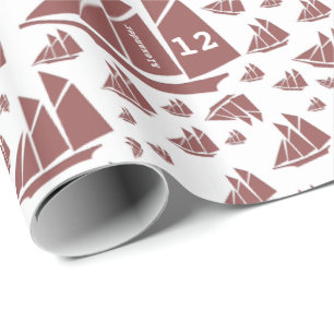 Papier Cadeau Schooner rouge et blanc d'âge et nommé fait sur