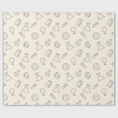 Papier Cadeau Science Lab Équipement Chimie à crème jaune (Plat)