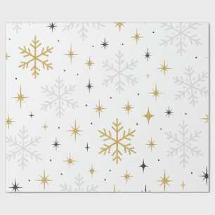 Papier cadeau scintillant flocon de neige blanc et