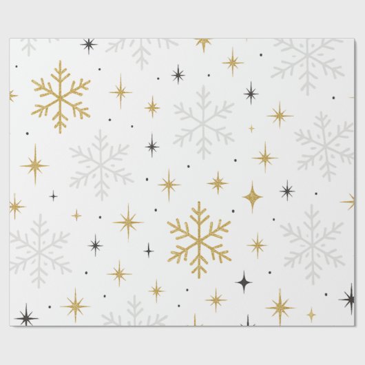 Papier cadeau scintillant flocon de neige blanc et (Plat)