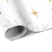 Papier cadeau scintillant flocon de neige blanc et (Coin rond)