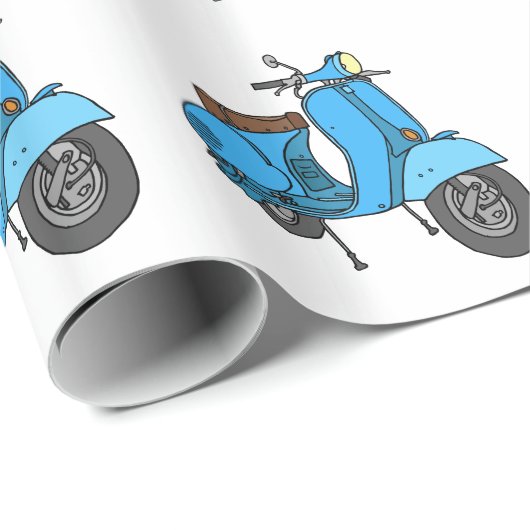 Papier Cadeau Scooter bleu (Coin rond)