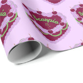 Papier Cadeau Scorpio Zodiac Coquette Coeur Anniversaire Gâteau (Coin rond)